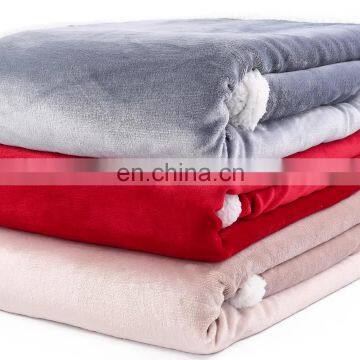 High quality luxury lightweight cozy super soft plush microfiber solid flannel throw blankets fleece blanket for home