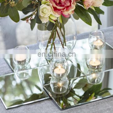 Factory price smirror candle holder mall candle plates table decoration centerpieces