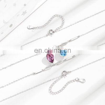 Heart of Ocean Necklace High Quality Infinity Love Heart Crystals Birthstone Pendant Necklaces for Couple Women Girlfriend