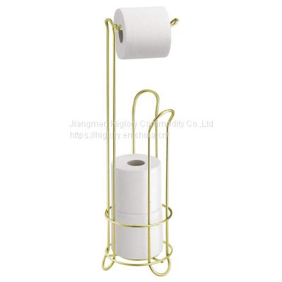 Standing Simple Bathroom Toilet Tissue Paper Roll Storage Holder with Chrome Finish