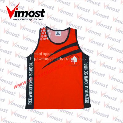 New Style Customized Sublimation 100% Polyester Singlet of Round Neck