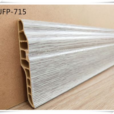 Grey wood grain plastic polymer wood plastic pvc baseboard Black bamboo wood fiber plastic baseboard