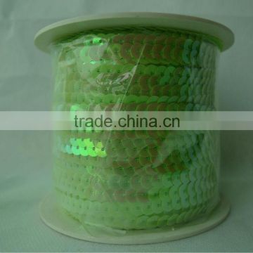 AB LIGHT GREEN COLOR Single Strand Sequin Trim, Sequin Trimmings, 6mm sequin for sew on