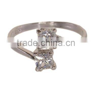 Double Square Cubic Zirconia Open Rings