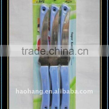6pcs stainless steel blue color knife set, kitchen tools set