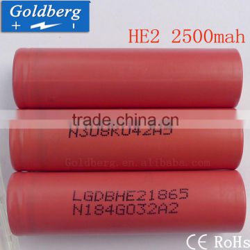 On sale!ICR18650HE2/35Amps 2500mah storage cells ,3.7v he2 18650 rechargeable battery LG HE2 for ecig mod