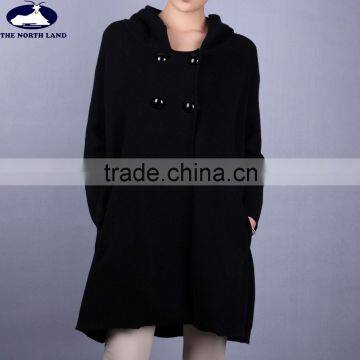 Ladies' Two Sided Knitted Overcoat with Hoodie CWSW15101111L