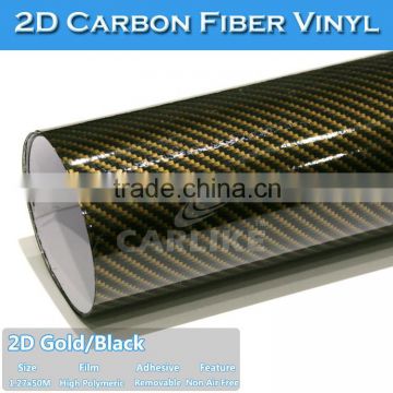 Air Bubble Free Glossy 2D Carbon Fiber Vinyl Roll For Car Decoration