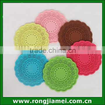 elegant very pretty PVC die cut round lace coaster colorful