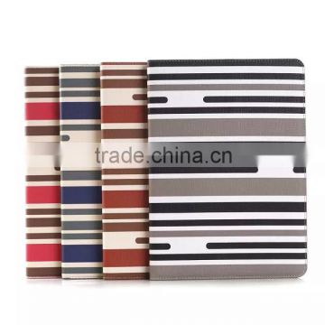 New arrival Fashion stripe design quality leather case for ipad air 2