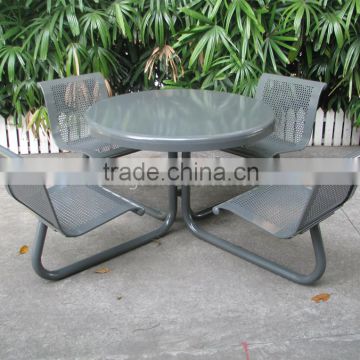 Polyester powder coated steel outdoor table set outdoor metal table and chairs