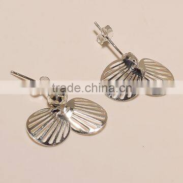 E0190-925 STERLING SILVER BEAUTIFULLY DESIGNED CASUAL WEAR PLAIN EARRINGS 1.59