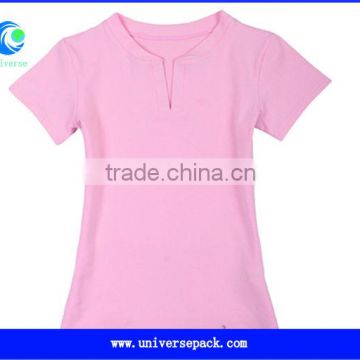 solid colored v-neck short sleeve t-shirt for girl
