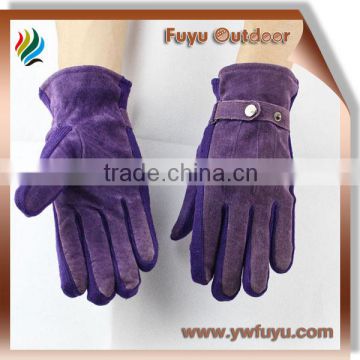 purple women suede leather gloves