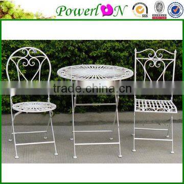 Discounted Antique Folding White Wrought Iron Table Outdoor Furniture For Home Patio Backyard