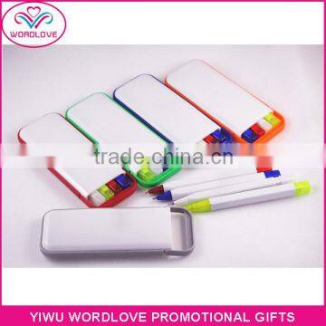 promotional highlighter pens set with white case for back to school
