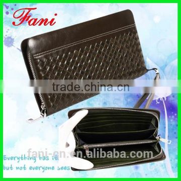 Luxury style factory wholesale PU or leather men wallet with woven pattern design