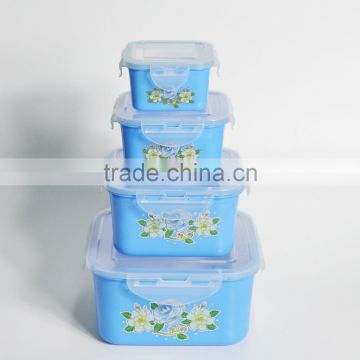 High quality stackable 4 pieces pp plastic food container set with lock for sale