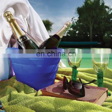 Wholesale foldable silicone ice beer bucket for beer