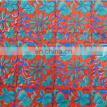 Indian Cotton Block Printed Floral Sanganeri Handmade Jaipuri Textile Wholesaler / Fabric / 100% Cotton Fabric