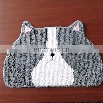 100% polyester cartoon floor mat with TPR / Latex back bathroom mat cat dog shape