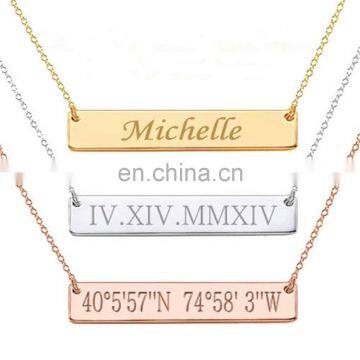 DIY necklace Women name necklace jewelry stainless steel bar necklace jewelry