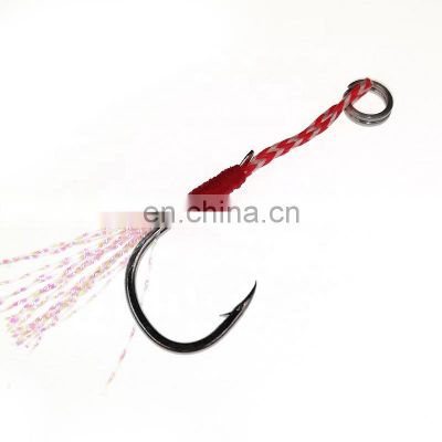 Fishing Cast Jigs Assist Hook Barbed Single Jig Hooks Thread Feather Pesca High Carbon Steel forl fishing lure slow jigging