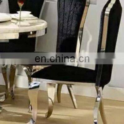 Modern home black gold velvet stainless steel dining chair