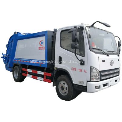 Small FAW 4x2 rear loader garbage refuse compactor truck hot sale