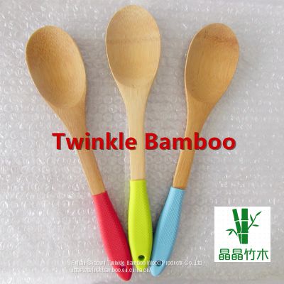 Bamboo cooking spoon with silicon handle Wholesale from China