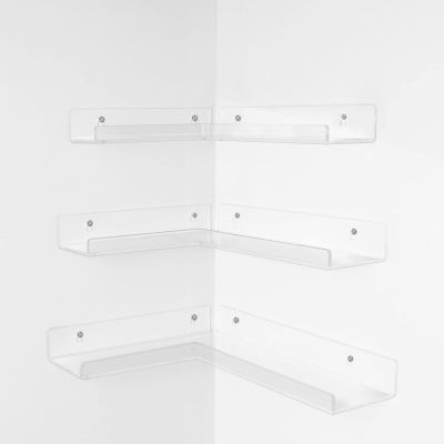Clear Acrylic Floating Corner Shelves Wall Mounted Bookshelf Invisible Collection Display Storage Floating Wall Holder
