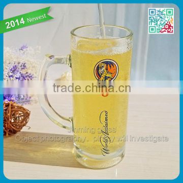 Famous Brand Glass Beer Mug Tiger Logo Decoratve Drinking Beer Glass Promotional Gift Glass Beer Mug
