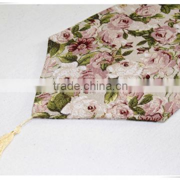 Flowers woven tapestry jacqaurd fabric table mats, table runners for sell