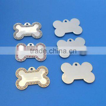 Wholesale custom blank metal tags bone shaped pet tag