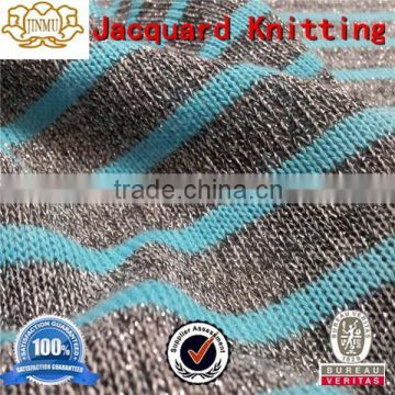 Cotton blue grey striped sliver thick yarn fabric