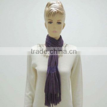 TY10 violet with other color knit cotton scarf