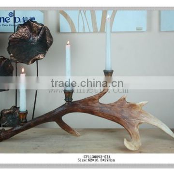 tabletop decoration polyresin deer antler 3tier taper candle holders