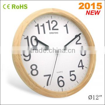 12 inch modern round shape wooden material clock(12W50NA-143B)