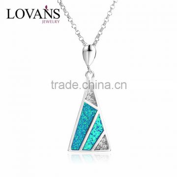 2016 Latest Design Triangle Opal 925 Silver Pendant Necklace