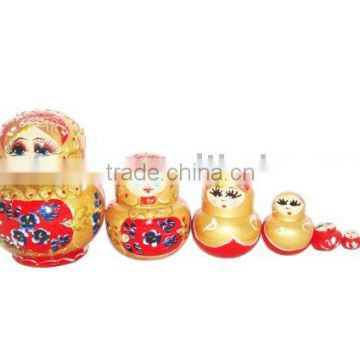 Hand Printed Wooden Nesting Doll for Decoration