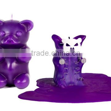 customized yellow color home decorative shaped Purple Bear Candle