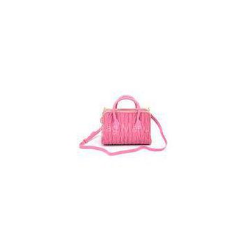 Fashion Soft Nylon Womens Leather Bag Shoulder Tote , Pink / Black
