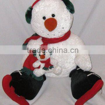 skier Ski boots snowman set baby christmas toy with plush green headset