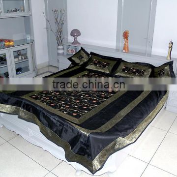 5ps Double Bed Bedsheet Embroidery Silk Bedspread India