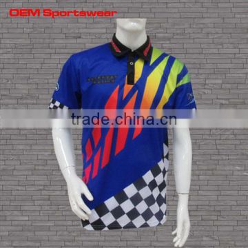 Short sleeve blue dye sublimation mesh motocross jerseys