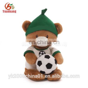 China factory wholesale personalized stuffed brown plush football teddy bear doll