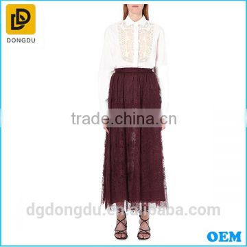 2016 Latest Elegant Design Classic Floral Lace Maxi Skirt for Lady