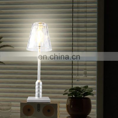 China vintage glass round cordless aluminium LED glass table lamps for living room