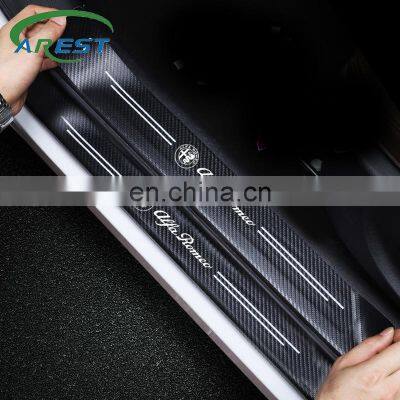 4pcs Car Sticker Door Carbon leather Fiber Sill Plate LOGO For Alfa Romeo 159 147 156 166 accessories