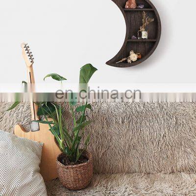 Bathroom Kitchen Wall Mounted half Moon Shelf Wooden Floating Shelves